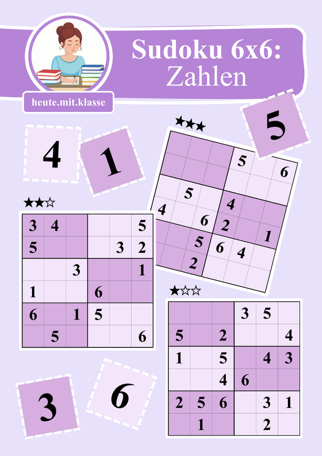 Sudoku 6x6: Klassisch mit Zahlen - Logisches Denken fördern!