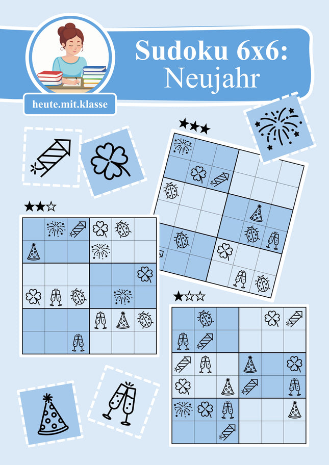 Sudoku 6x6: Neujahr & Silvester - Logisches Denken fördern!