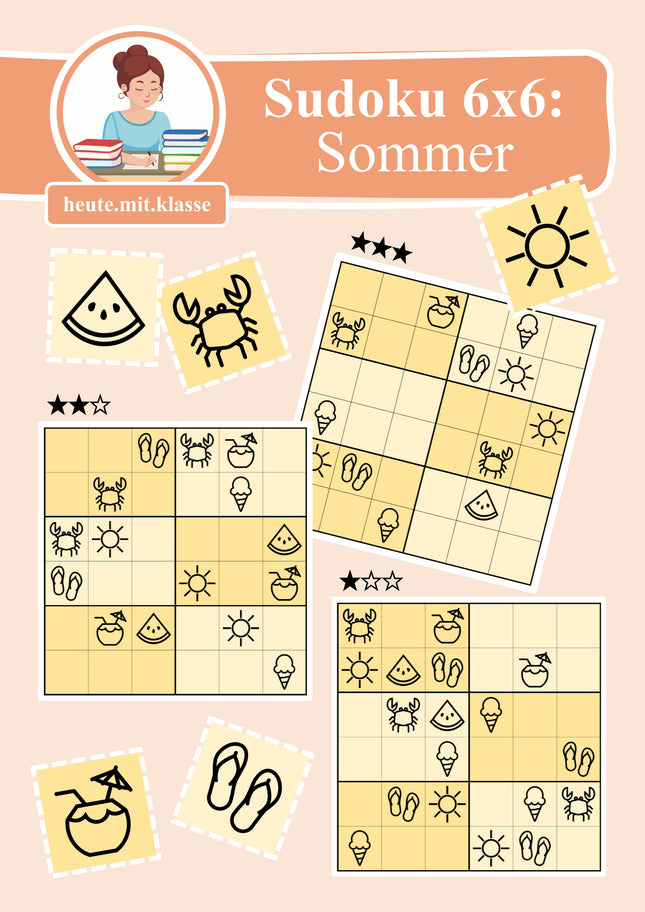 Sudoku 6x6: Sommer & Sommerferien - Logisches Denken fördern!