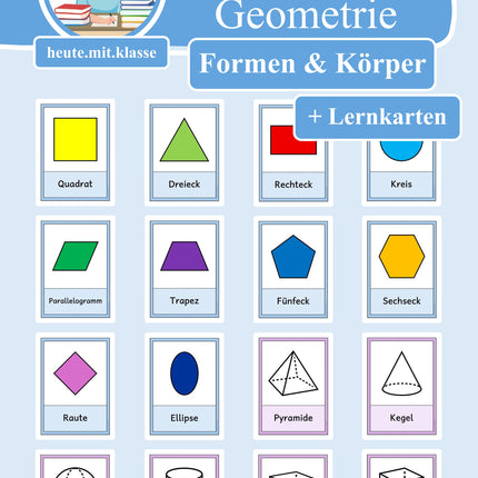 Tafelmaterial & Lernkarten: Geometrische Formen und Körper (Geometrie)