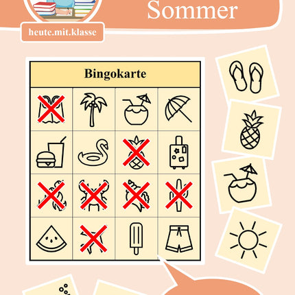 Bingo-Spiel: Sommer & Sommerferien