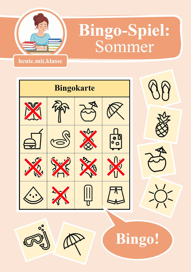 Bingo-Spiel: Sommer & Sommerferien