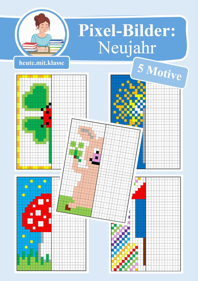 Pixel-Bilder: Neujahr & Silvester