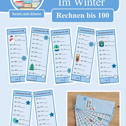 Rechenhäppchen / Tägliche Übung: Im Winter - Addition & Subtraktion im Zahlenraum bis 100
