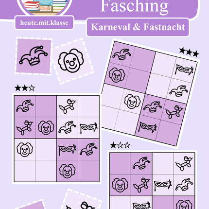 Sudoku 4x4: Fasching & Karneval & Fastnacht