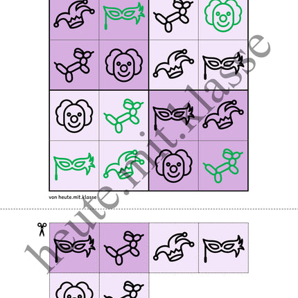 Sudoku 4x4: Fasching & Karneval & Fastnacht (Rätsel für Vorschule & Anfangsunterricht)