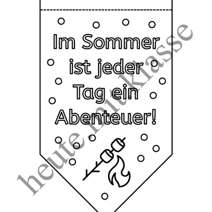 Girlande zum Ausmalen: Sommer & Sommerferien