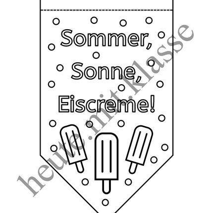 Girlande zum Ausmalen: Sommer & Sommerferien