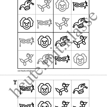 Sudoku 4x4: Fasching & Karneval & Fastnacht (Rätsel für Vorschule & Anfangsunterricht)