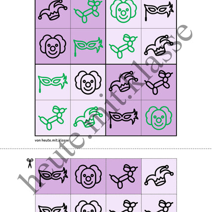 Sudoku 4x4: Fasching & Karneval & Fastnacht (Rätsel für Vorschule & Anfangsunterricht)