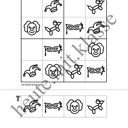 Sudoku 4x4: Fasching & Karneval & Fastnacht (Rätsel für Vorschule & Anfangsunterricht)
