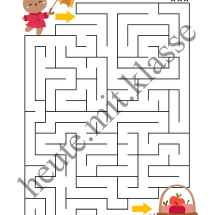Labyrinth: Im Herbst (Rätsel für 1. & 2. Klasse)