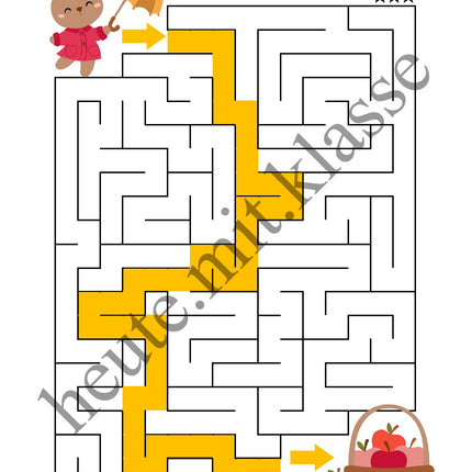 Labyrinth: Im Herbst (Rätsel für 1. & 2. Klasse)