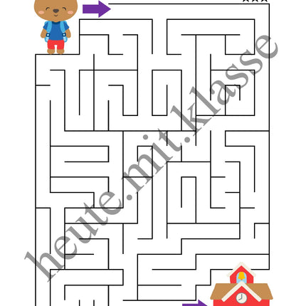 Labyrinth: In der Schule (Rätsel für 1. & 2. Klasse)