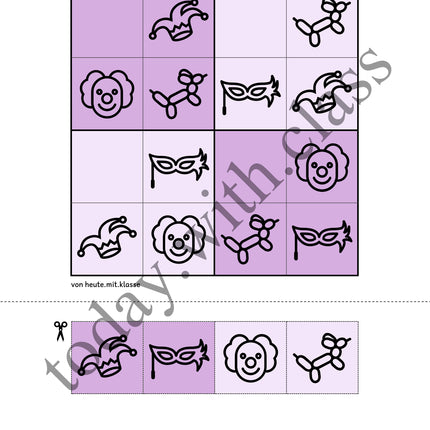 Sudoku 4x4: Fasching & Karneval & Fastnacht (Rätsel für Vorschule & Anfangsunterricht)