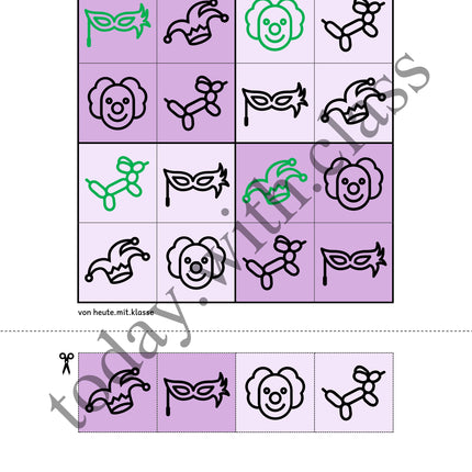 Sudoku 4x4: Fasching & Karneval & Fastnacht (Rätsel für Vorschule & Anfangsunterricht)
