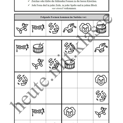 Sudoku 6x6: Fasching & Karneval & Fastnacht