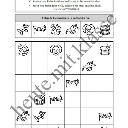 Sudoku 6x6: Fasching & Karneval & Fastnacht