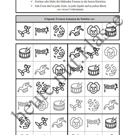 Sudoku 6x6: Fasching & Karneval & Fastnacht