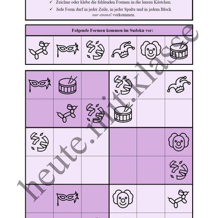 Sudoku 6x6: Fasching & Karneval & Fastnacht