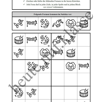 Sudoku 6x6: Fasching & Karneval & Fastnacht