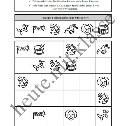 Sudoku 6x6: Fasching & Karneval & Fastnacht