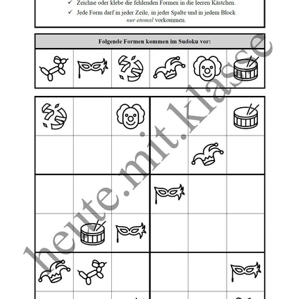 Sudoku 6x6: Fasching & Karneval & Fastnacht