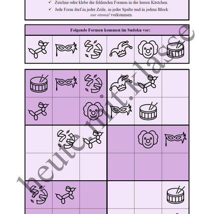 Sudoku 6x6: Fasching & Karneval & Fastnacht