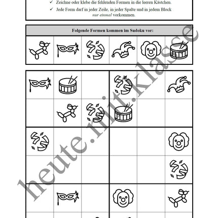 Sudoku 6x6: Fasching & Karneval & Fastnacht