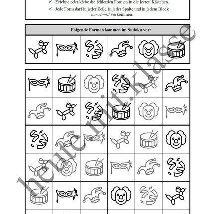 Sudoku 6x6: Fasching & Karneval & Fastnacht