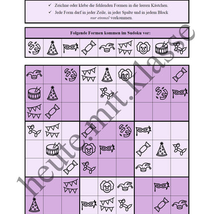 Sudoku 9x9: Fasching & Karneval & Fastnacht