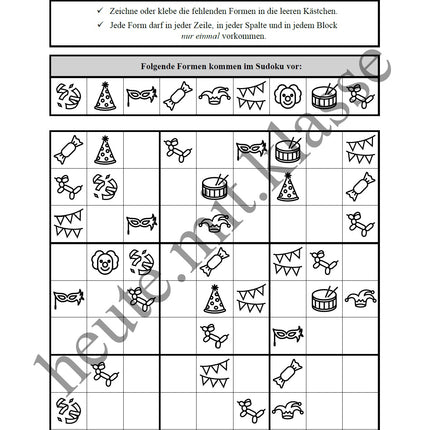 Sudoku 9x9: Fasching & Karneval & Fastnacht