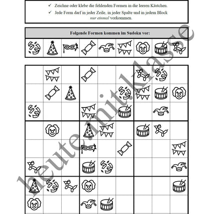 Sudoku 9x9: Fasching & Karneval & Fastnacht