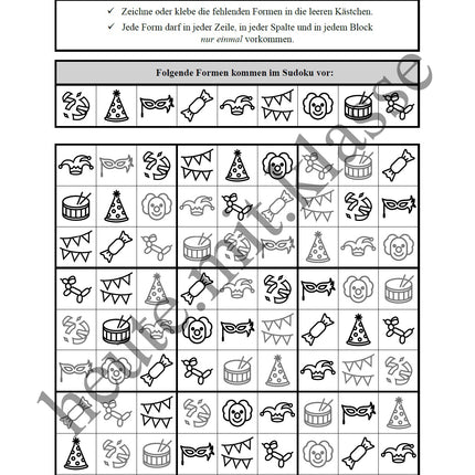 Sudoku 9x9: Fasching & Karneval & Fastnacht