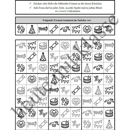 Sudoku 9x9: Fasching & Karneval & Fastnacht