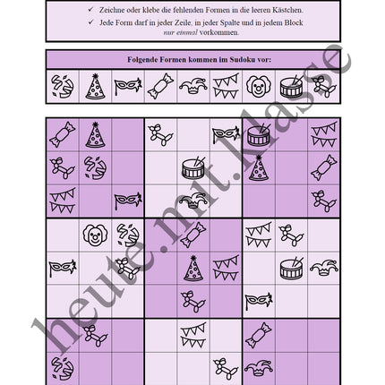Sudoku 9x9: Fasching & Karneval & Fastnacht