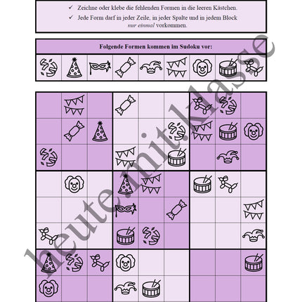 Sudoku 9x9: Fasching & Karneval & Fastnacht
