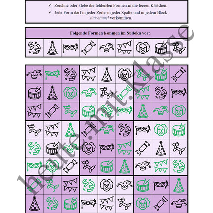 Sudoku 9x9: Fasching & Karneval & Fastnacht