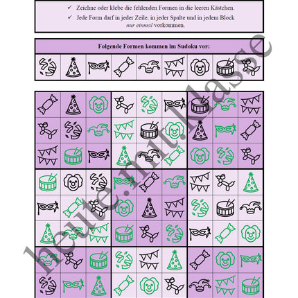 Sudoku 9x9: Fasching & Karneval & Fastnacht