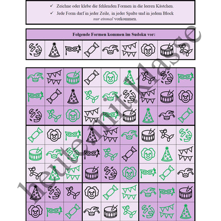 Sudoku 9x9: Fasching & Karneval & Fastnacht