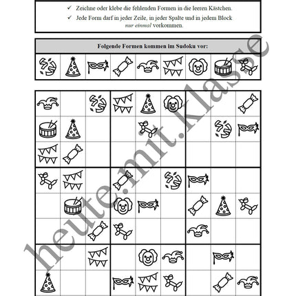 Sudoku 9x9: Fasching & Karneval & Fastnacht
