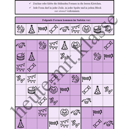 Sudoku 9x9: Fasching & Karneval & Fastnacht