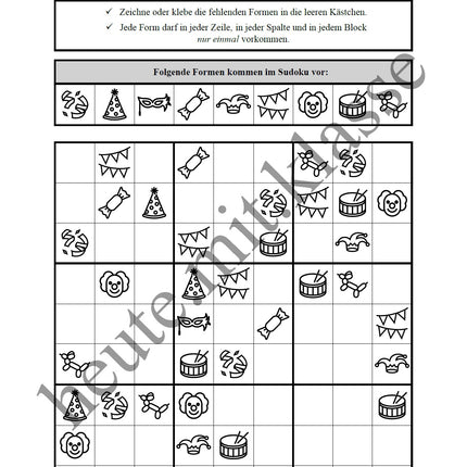 Sudoku 9x9: Fasching & Karneval & Fastnacht