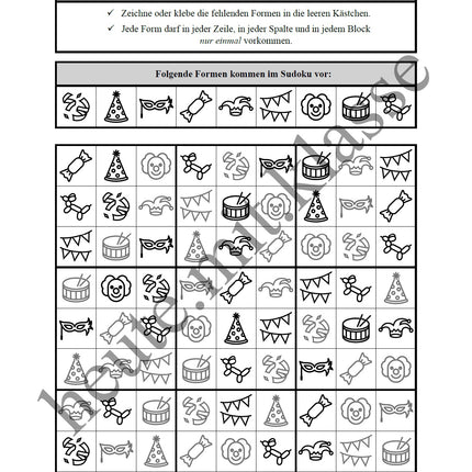 Sudoku 9x9: Fasching & Karneval & Fastnacht