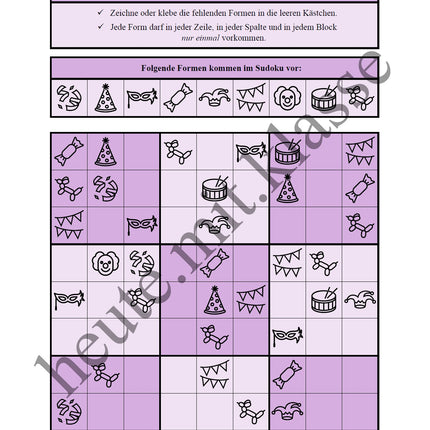 Sudoku 9x9: Fasching & Karneval & Fastnacht