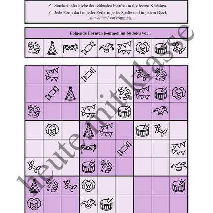 Sudoku 9x9: Fasching & Karneval & Fastnacht