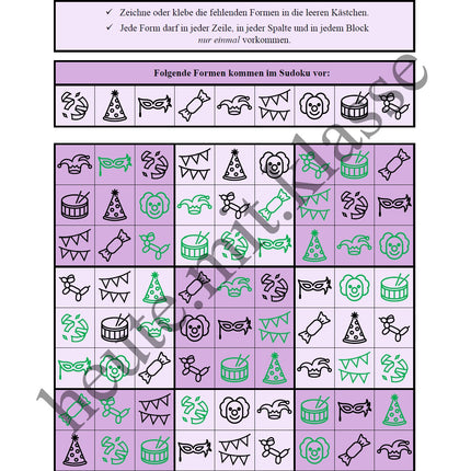 Sudoku 9x9: Fasching & Karneval & Fastnacht