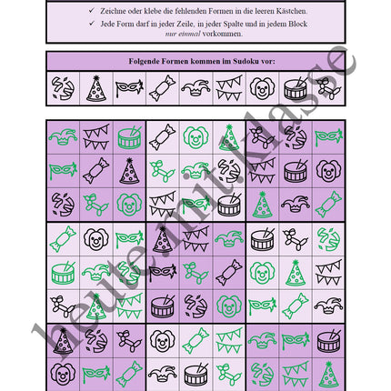 Sudoku 9x9: Fasching & Karneval & Fastnacht