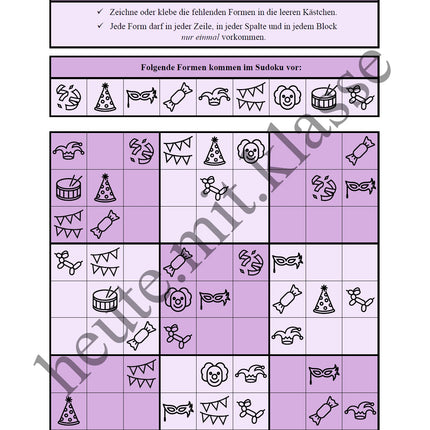 Sudoku 9x9: Fasching & Karneval & Fastnacht
