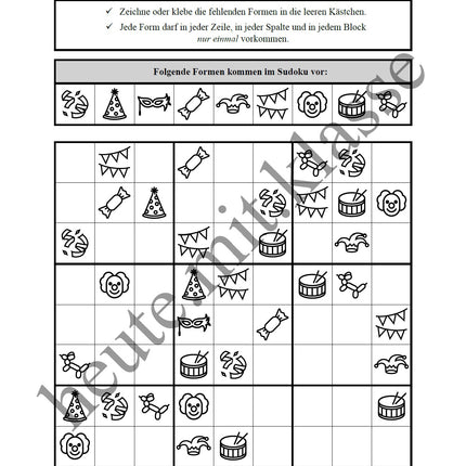 Sudoku 9x9: Fasching & Karneval & Fastnacht